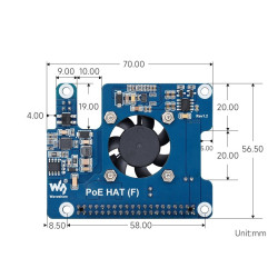 Power Over Ethernet PoE HAT (F) For Raspberry Pi 5 / CM 5 with Onboard Cooling Fan and Metal Heatsink